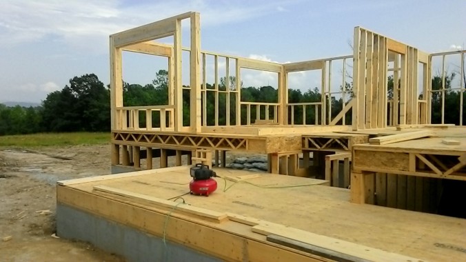Interior load-bearing wall in the making - end of Tuesday.
