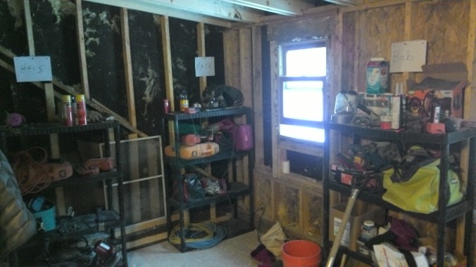 The tool room, neatly organized.